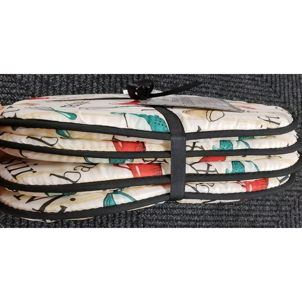 Set of 4 CHAIR PADS CUSHIONS w/ black strings, 15